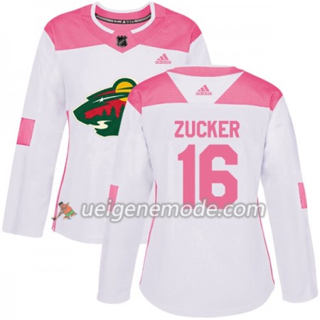 Dame Eishockey Minnesota Wild Trikot Jason Zucker 16 Adidas 2017-2018 Weiß Pink Fashion Authentic